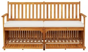tömör akácfa tárolópad párnával 148 cm
