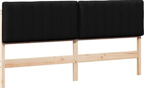 vidaXL Kárpitozott fejtámla Barna és fekete 180 cm Tömör fenyőfa