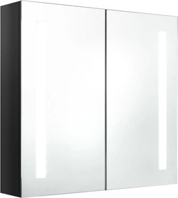 vidaXL fényes fekete LED-es tükrös fürdőszobaszekrény 62 x 14 x 60 cm
