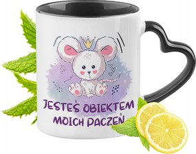 Egér Bögre Fekete Szív Alakú Füllel Ajándék