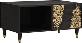 vidaXL Dohányzóasztal Fekete 80 x 50 x 40 cm Tömör Mangófát