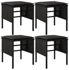 6 részes fekete polyrattan kerti étkezőgarnitúra párnákkal