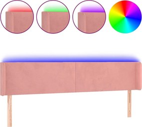 vidaXL rózsaszín bársony LED-es fejtámla 203x16x78/88 cm