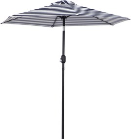 Outsunny Napernyő Kerti Napernyő Terasz Napernyő Acél Kültéri Kék Csík Ø230 x 216 cm | Aosom