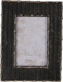 Fekete képkeret dombornyomással 10x15 cm