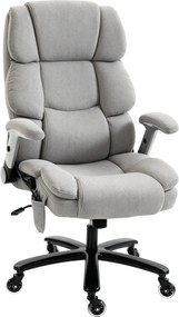 HOMCOM Office Chair — 397 lb Capacity, Inflatable Lumbar Support, Extra-Wide Executive Seat, Flip-Up Arms, Pocket Springs, Class-4 Gas Lift, Light Gra
