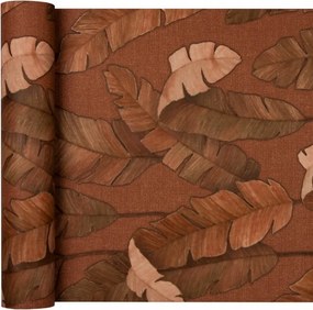 Barna tapéta banánlevélben Mosható Fliz