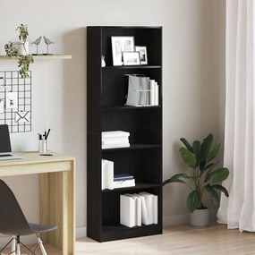 Fekete Tölgy Könyvespolc - 60 x 24 x 176 cm, Műanyag Fából