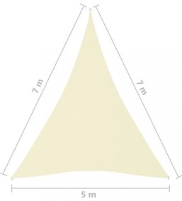 krémszínű háromszögű oxford-szövet napvitorla 5 x 7 x 7 m