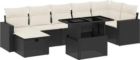 vidaXL 8 részes fekete polyrattan kerti ülőgarnitúra párnákkal