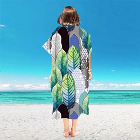 Poncsó törölköző FEATHERS zöld-kék 80×145 cm