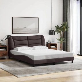 sötétbarna szövet ágykeret LED-es matrac nélkül 160 x 200 cm
