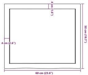 kezeletlen tömör fa fürdőszobai pult 60x50x(2-6) cm