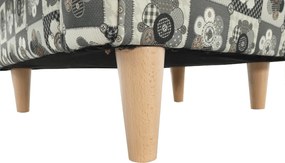 füles fotel puffal, szövet patchwork N1, ASTRID