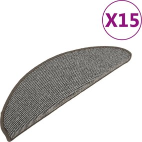 vidaXL 15 db szürke, félkör alakú, nagy lépcsőszőnyeg 65 x 21 x 4 cm