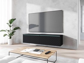 TV szekrény Dlana 140 MDF (fekete grafit + halcsont fekete) (fehér LED világítás). 1106204