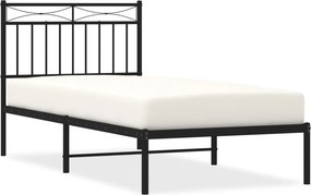 vidaXL fekete fém ágykeret fejtámlával 90 x 190 cm