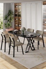 Axton étkezőgarnitúra, fekete márvány-cappuccino, 168 cm – TR240CHR2706