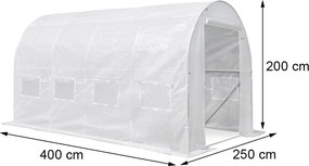 Fóliasátor 200x250x400 cm erősített vázzal+fólia