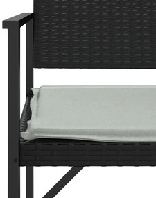 fekete 2-személyes polyrattan kerti pad párnával