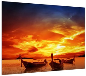 Csónakok naplementekor (70x50 cm)
