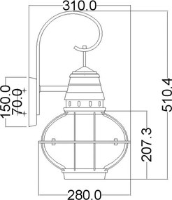 Kichler Bridgepoint KL-BRIDGEPOINT-L-NBR Fali lámpa 1x60W/E27 IP44