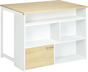 HOMCOM Bővíthető Bárasztal Hajtható Szárnnyal Bistro Asztal Raktározó Rekeszekkel és 1 Ajtóval Konyha Étkezőbe 116x79,5x91 cm Fehér | Aosom