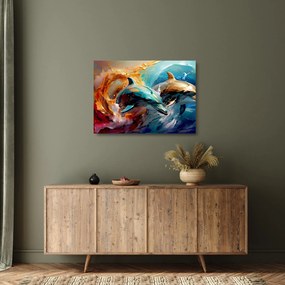 Üveg kép - Delfin festmény (70x50 cm)