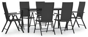 vidaXL 7 részes fekete polyrattan kerti étkezőgarnitúra