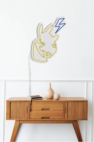 Műanyag LED-es fali dekoráció, Pikachu - Sárga Blue