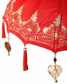 Napernyő Alappal Piros, Barna 250 cm Pamut, Fa