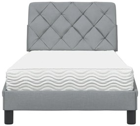 világosszürke szövet ágy matraccal 90x200 cm