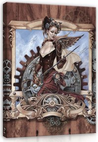 Vászonkép 60x80 Steampunk nő-harcos mechanizmus szárny kard erő