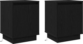 vidaXL Éjjeliszekrény 2 pcs Fekete tölgy 39 x 34,5 x 50 cm Faanyag