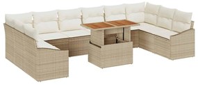 vidaXL Kert étkező szett párnával 11 pcs Beige és krém