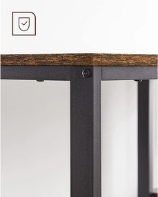 VASAGLE számítógépasztal 2 tárolópolccal, jobb vagy bal oldalra szerelhető, 140 x 60 x 75 cm, rusztikus barna és fekete