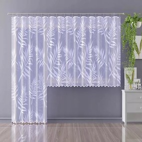 Modern jacquard függöny fehér levelekkel 130 cm Achillea A150