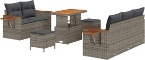 vidaXL Kerti Kanapé Szett 8 pcs Szürke Poli rattan és porfestett acél
