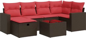 vidaXL 7 részes barna polyrattan kerti ülőgarnitúra párnákkal
