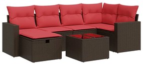 vidaXL 7 részes barna polyrattan kerti ülőgarnitúra párnákkal