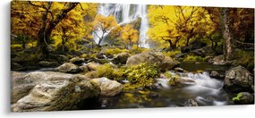 Kép - Vízesések őszi tájban, sárga (120x50 cm)