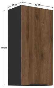 Felső konyhaszekrény Monzesa 45 G 90 1F (okapi dió + fekete) . 1096962