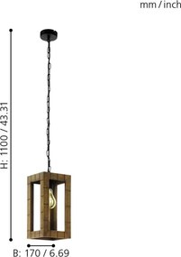 Eglo 43105 - TAKHIRA láncos csillár 1xE27/60W/230V juhar