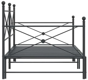 kihúzható kanapéágy matrac nélkül fekete 107x203 cm acél