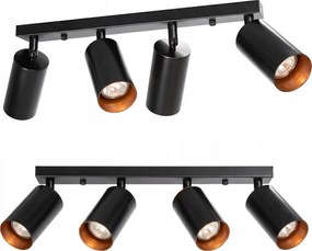 Mennyezeti Lámpa Fényszóró Fekete Mozgatható Halogén Lámpatest 4xGU10 Spot