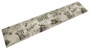 szürke mosható coffee feliratos bársony konyhaszőnyeg 60x300 cm