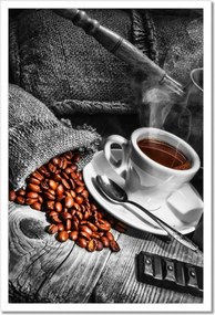 Poszterek keretben 40x60 Fekete-fehér kávés kép