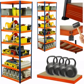 Tárolószekrény fém állvány Helios 270x90x40cm 7Px400kg Tömör Magas