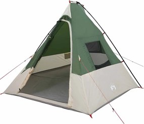vidaXL Tipi sátor tetővel tárolóval Zöld 383 x 338 x 217 cm taft