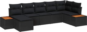 vidaXL Kerti Kanapé Szett párnával tárolóval 8 pcs Fekete Polyrattan
